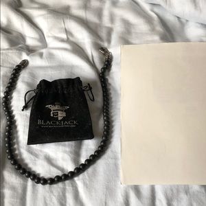 Black jack black thick beaded necklace